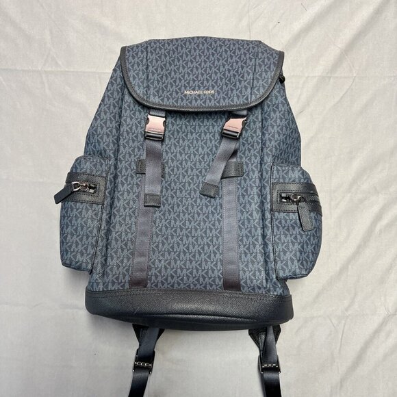 Michael Kors Cooper Admiral Blue Logo Large Backpack Flip Top Adjustable Straps - Picture 1 of 16